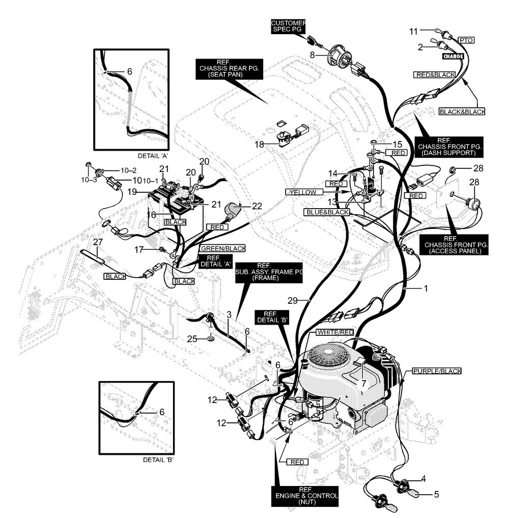 Electrical Assembly Diagram and Parts List for 40317X50C 2001 Briggs and Stratton Lawn Tractor
